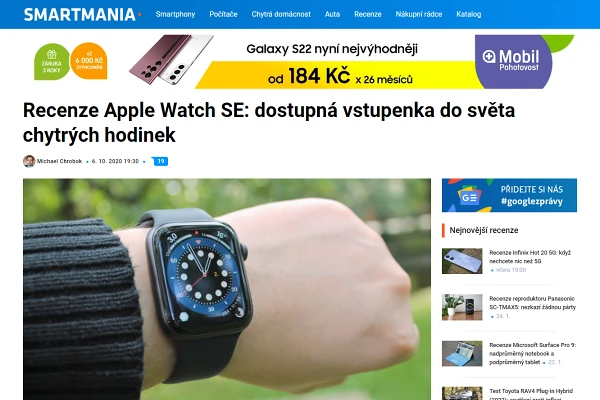 Recenze chytr hodinky Apple Watch SE (2020)