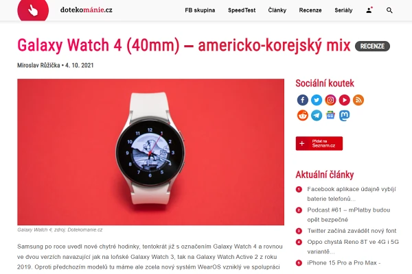 Recenze nositeln elektronika Samsung Galaxy Watch 4 (2021)