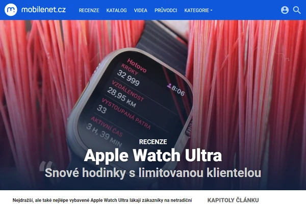 Recenze nositeln elektronika Apple Watch Ultra (2022)