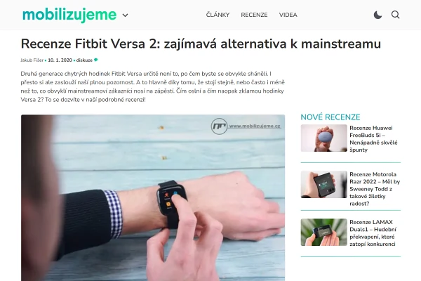 Recenze fitness nramek Fitbit Versa 2 (2020)