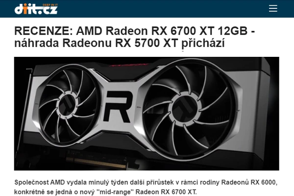 Recenze grafick karta AMD Radeon RX 6700 XT 12GB (2021)