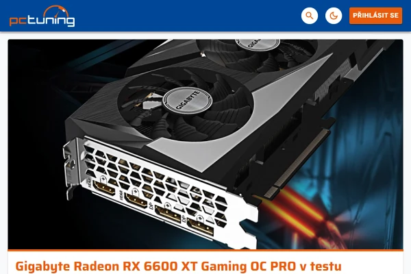 Recenze grafick karta Gigabyte Radeon RX 6600 XT Gaming OC PRO (2021)