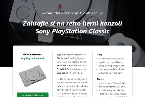 Recenze retro hern konzole Sony PlayStation Classic (2021)