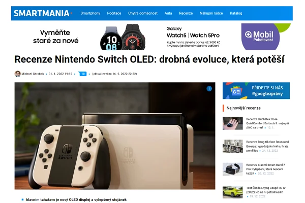 Recenze hern konzole na TV Nintendo Switch OLED (2022)