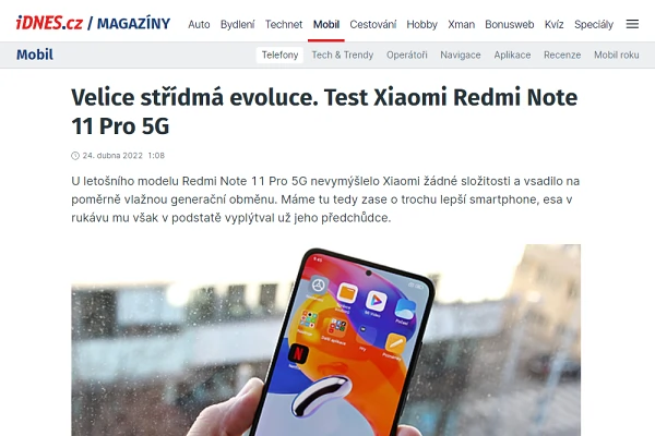 Recenze mobiln telefon Xiaomi Redmi Note 11 Pro (2022)