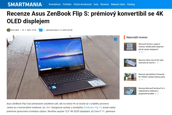 Recenze dotykov notebook Asus ZenBook Flip S (2021)