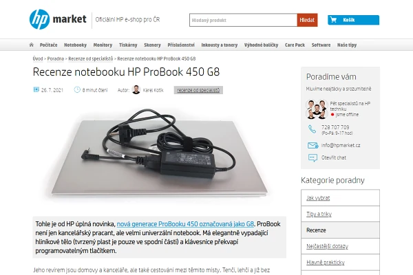 Recenze pracovn notebook HP ProBook 450 G8 (2021)