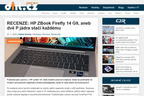 Recenze pracovn notebook HP ZBook Firefly 14 G9 (2023)