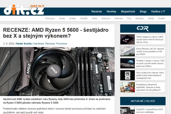 Recenze procesor AMD Ryzen 5 5600 (2022)