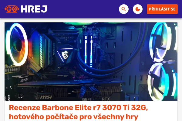 Recenze hern PC Barbone Elite r7 3070 (2022)