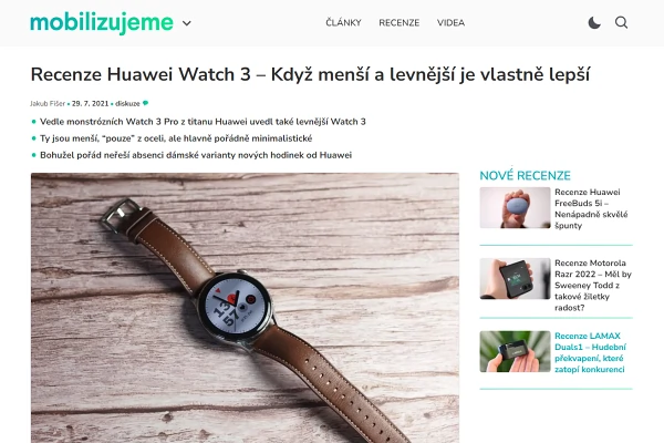 Recenze chytr hodinky Huawei Watch 3 (2021)