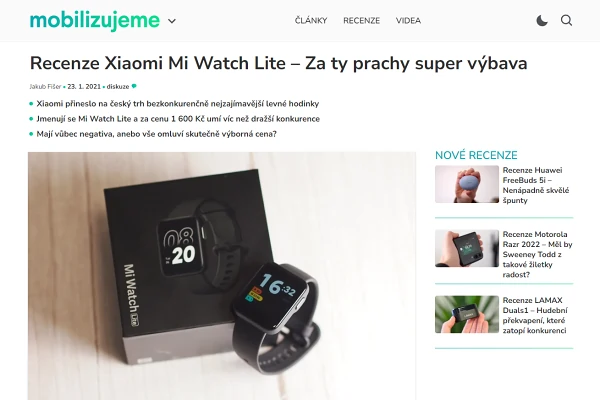 Recenze chytr hodinky Xiaomi Mi Watch Lite (2021)