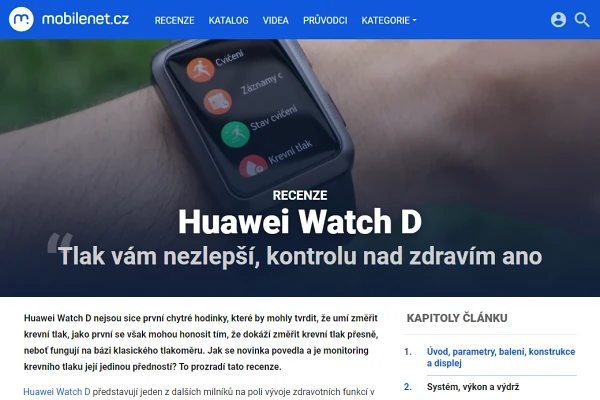 Recenze chytré hodinky Huawei Watch D