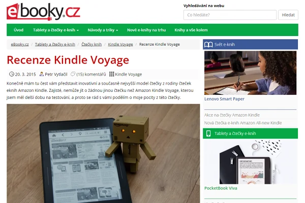 Recenze teka knih Amazon Kindle Voyage (2015)