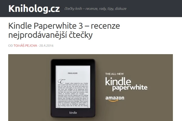 Recenze čtečka knih Amazon Kindle Paperwhite 3 (2016)