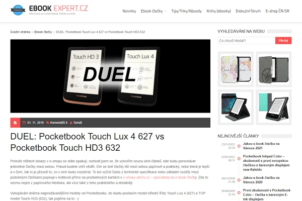 Recenze čtečka knih PocketBook 632 Touch HD 3 (2019)