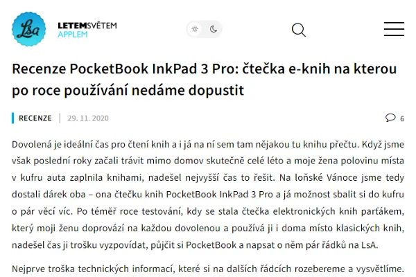 Recenze čtečka knih Pocketbook 740 InkPad 3 Pro
