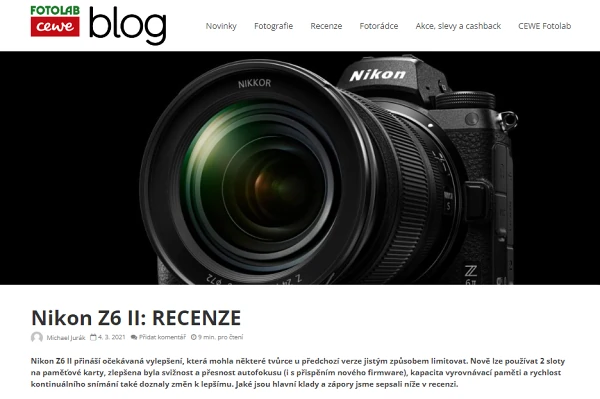 Recenze digitální fotoaparát Nikon Z6 II