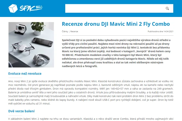 Recenze dron s kamerou DJI Mavic Mini 2 Fly Combo (2021)