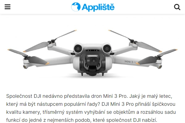 Recenze dron s kamerou DJI Mini 3 Pro
