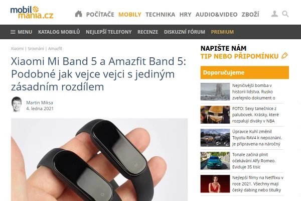 Recenze fitness nramek Amazfit Band 5 (2021)