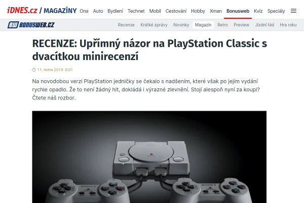 Recenze retro hern konzole Sony PlayStation Classic (2019)