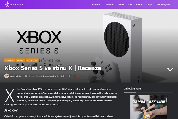 Recenze hern konzole Microsoft Xbox Series S (2020)