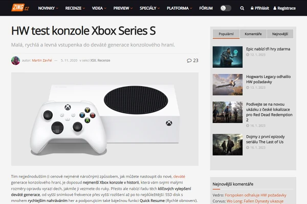 Recenze hern konzole na TV Microsoft Xbox Series S (2020)