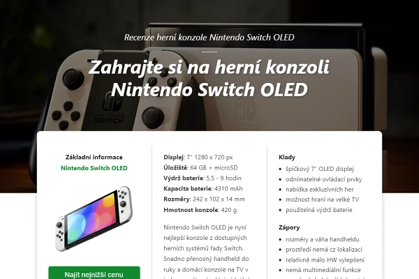 Recenze herní konzole Nintendo Switch OLED (2021)