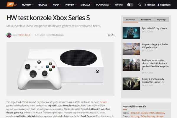 Recenze herní konzole na TV Microsoft Xbox Series S