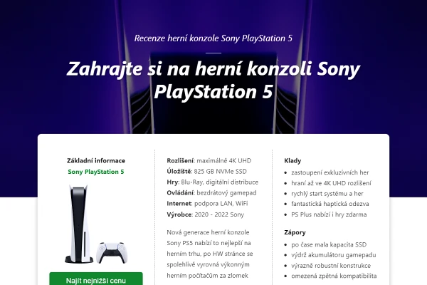 Recenze herní konzole na TV Sony PlayStation 5