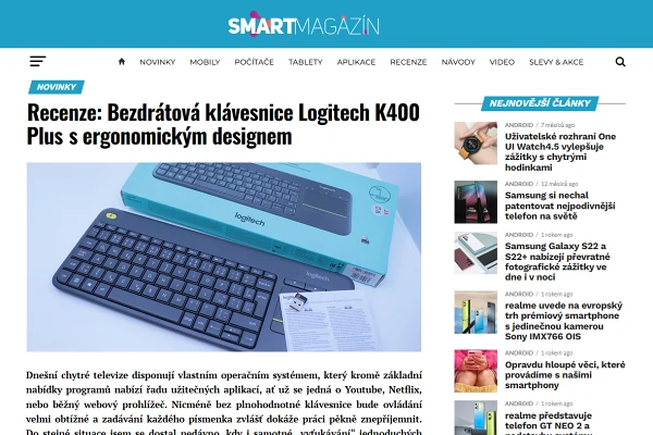 Recenze potaov klvesnice Logitech Wireless Touch Keyboard K400 Plus (2020)