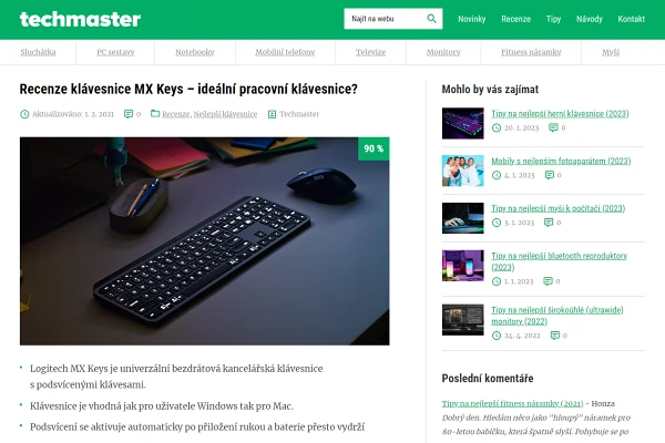 Recenze potaov klvesnice Logitech MX Keys (2021)