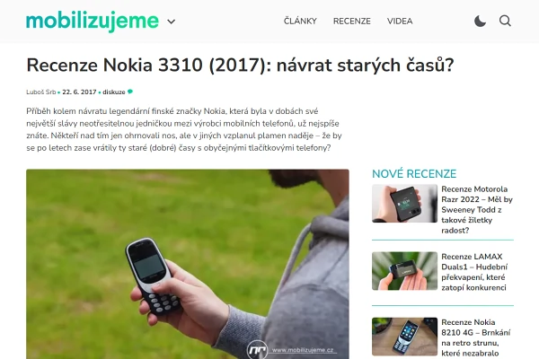 Recenze tlačítkový telefon Nokia 3310 (2017)
