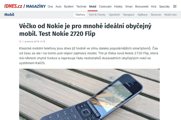 Recenze tlačítkový telefon Nokie 2720 Flip (2019)