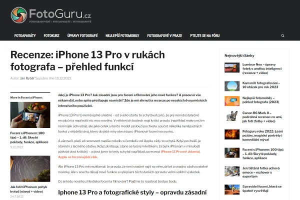 Recenze mobiln telefon Apple iPhone 13 Pro (2021)