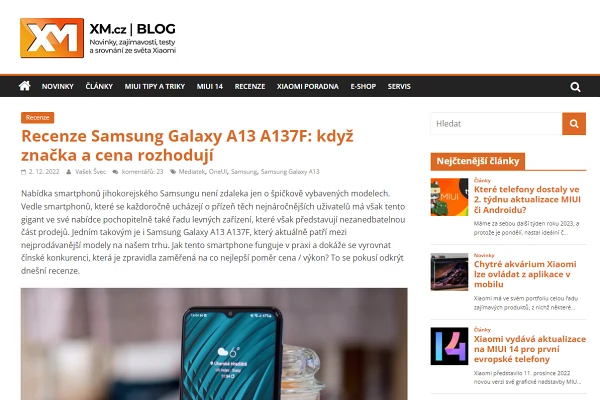 Recenze mobiln telefon Samsung Galaxy A13 (2022)