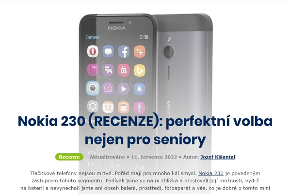 Recenze tlačítkový telefon Nokia 230