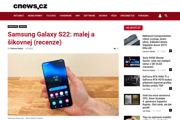 Recenze mobilní telefon Samsung Galaxy S22