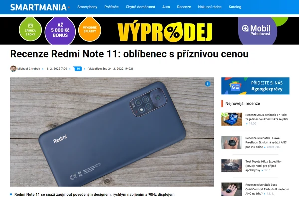 Recenze mobilní telefon Redmi Note 11