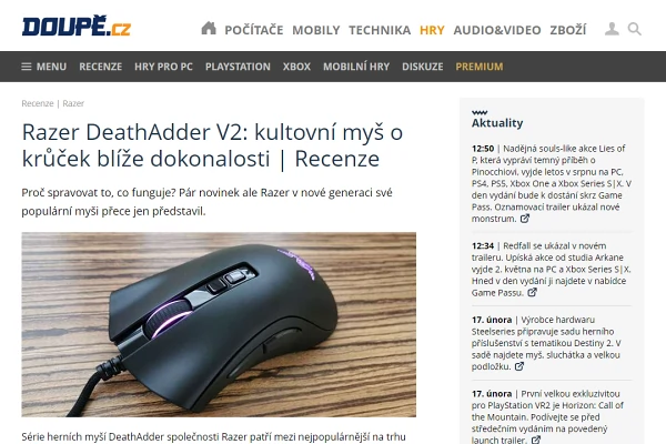 Recenze potaov my Razer DeathAdder V2 (2020)