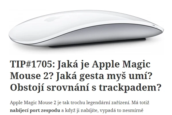 Recenze počítačová myš Apple Magic Mouse 2