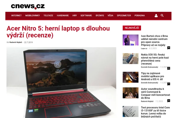 Recenze notebook Acer Nitro 5 (2019)