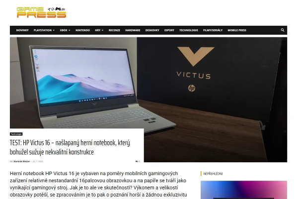 Recenze notebook HP Victus 16 (2022)