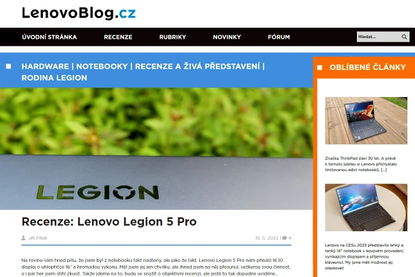 Recenze notebook Lenovo Legion 5 Pro (2022)