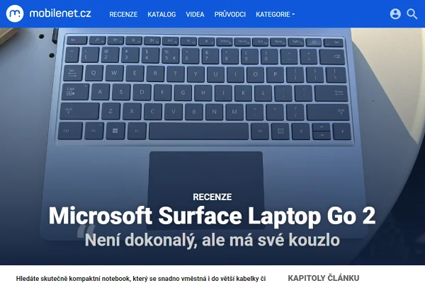 Recenze mini notebook Microsoft Surface Laptop Go 2 (2022)