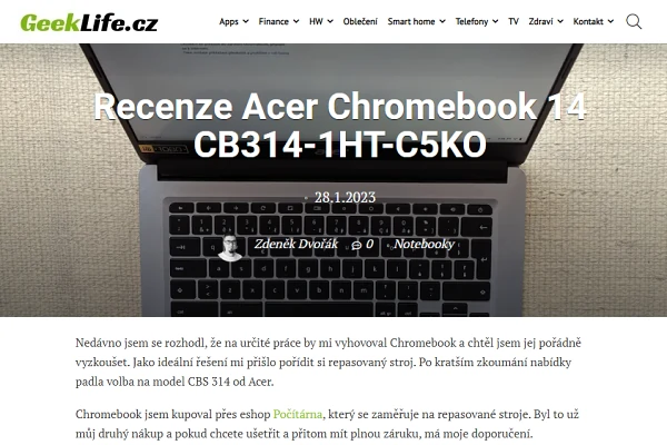 Recenze notebook Acer Chromebook 14 (2023)