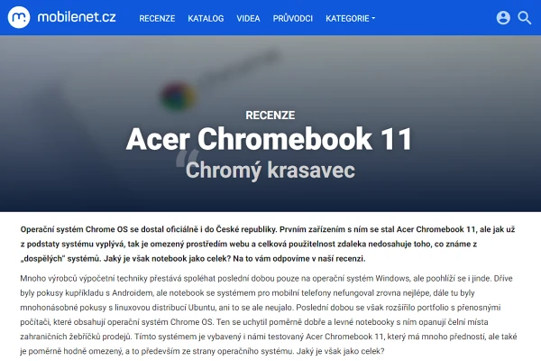 Recenze chromebook Acer Chromebook 11
