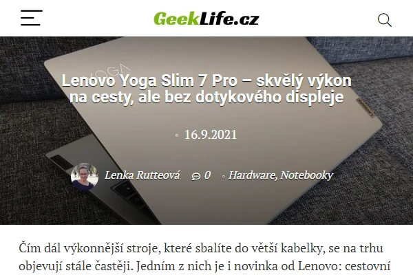 Recenze notebook Lenovo Yoga Slim 7 Pro