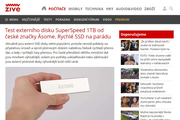 Recenze extern disk Asome SuperSpeed 1TB (2022)